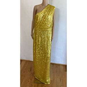 MAC DUGGAL Metallic One Shoulder Gown